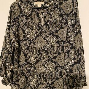 Michael Kors Black and Gold Paisley Blouse